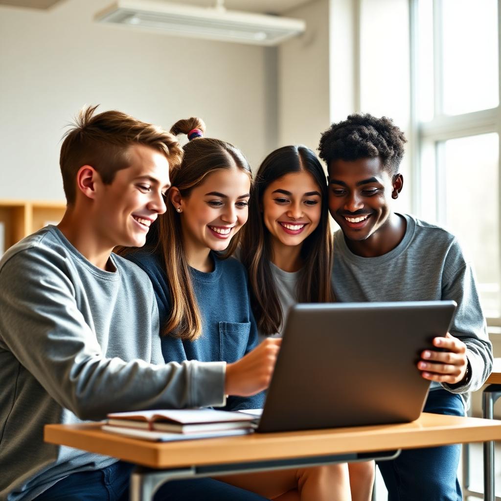 Lycéens souriants après le cours